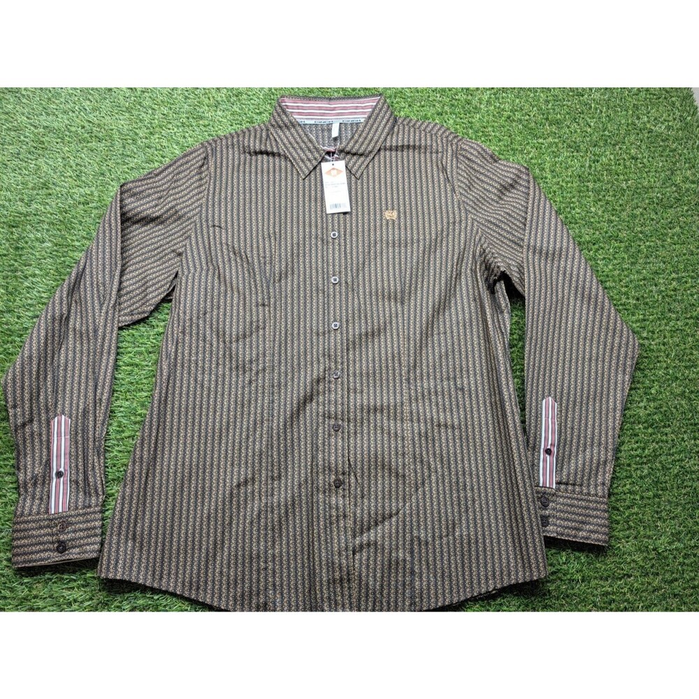New Cinch Western Shirt Womens Size XXL  Geometric Stripe Brown MSW9165078
